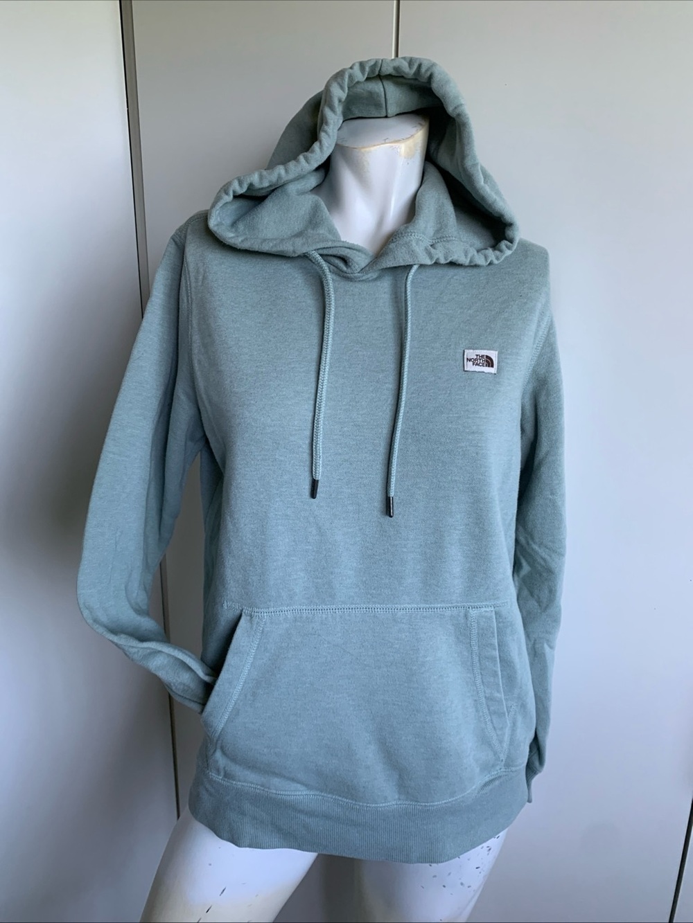 North Face Heritage patch sage green pullover hoodie sweatshirt womens medium